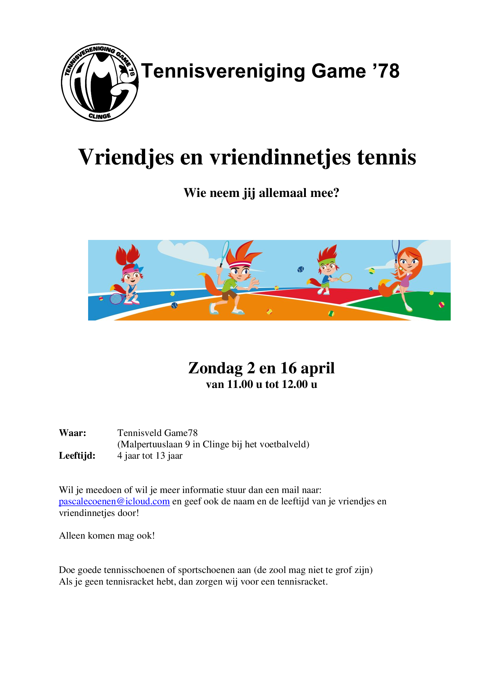 flyer vriendjes en vriendinnetjes tennis 2023